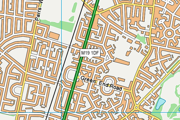M19 1DF map - OS VectorMap District (Ordnance Survey)