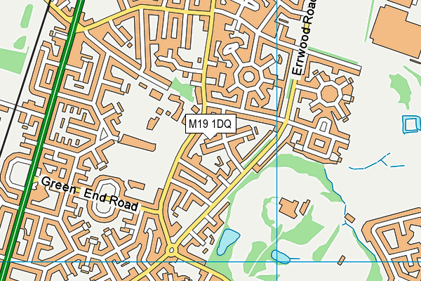 M19 1DQ map - OS VectorMap District (Ordnance Survey)