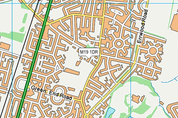 St Bernard's RC Primary School Manchester map (M19 1DR) - OS VectorMap District (Ordnance Survey)