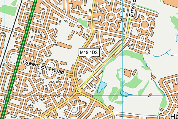 M19 1DS map - OS VectorMap District (Ordnance Survey)