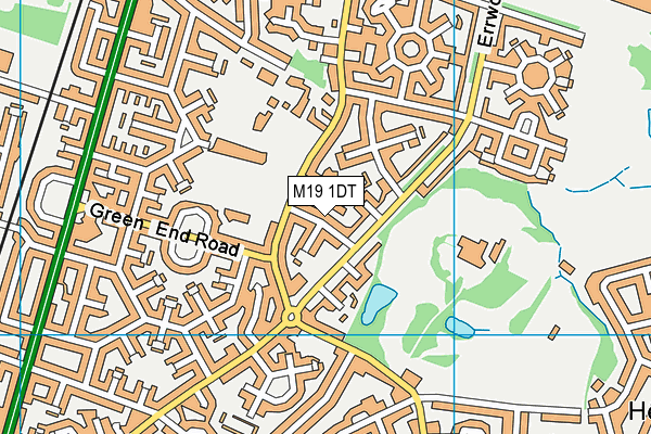 M19 1DT map - OS VectorMap District (Ordnance Survey)