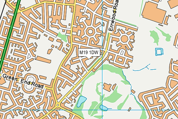 M19 1DW map - OS VectorMap District (Ordnance Survey)