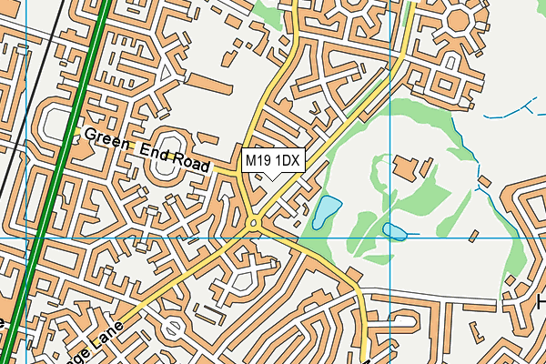 M19 1DX map - OS VectorMap District (Ordnance Survey)