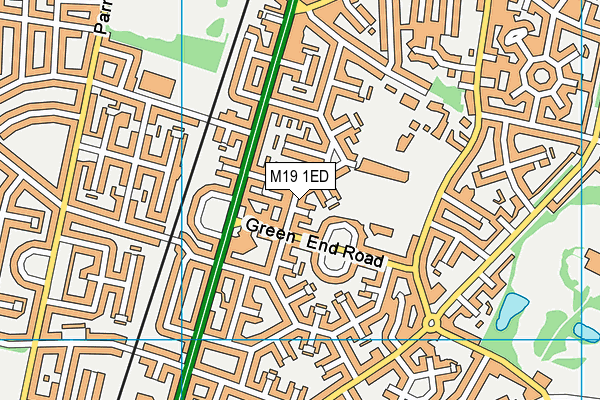 M19 1ED map - OS VectorMap District (Ordnance Survey)