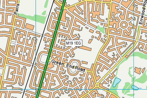 M19 1EG map - OS VectorMap District (Ordnance Survey)