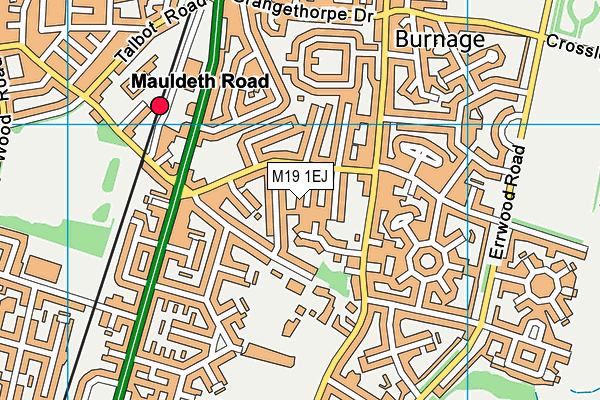 M19 1EJ map - OS VectorMap District (Ordnance Survey)