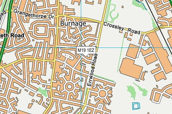 M19 1EZ map - OS VectorMap District (Ordnance Survey)