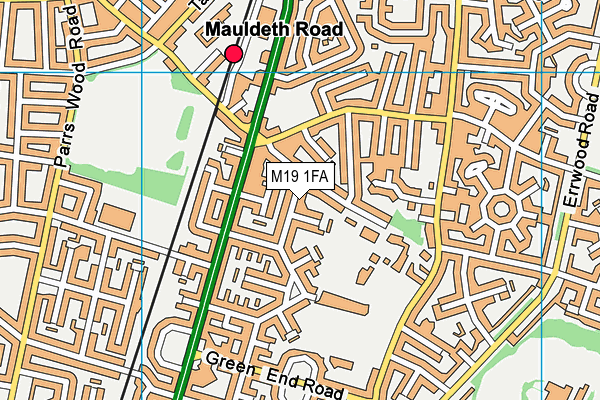 M19 1FA map - OS VectorMap District (Ordnance Survey)