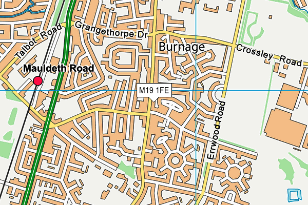 M19 1FE map - OS VectorMap District (Ordnance Survey)