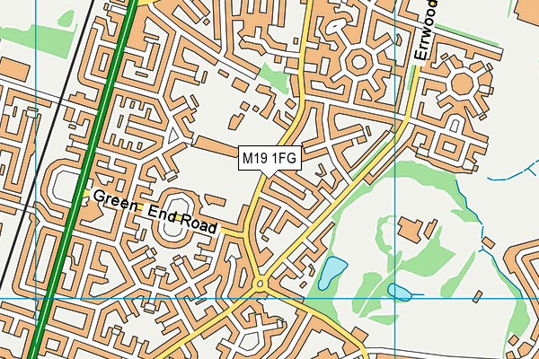 M19 1FG map - OS VectorMap District (Ordnance Survey)