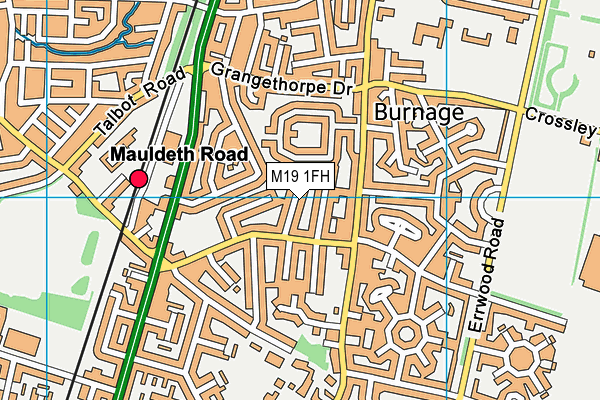 M19 1FH map - OS VectorMap District (Ordnance Survey)