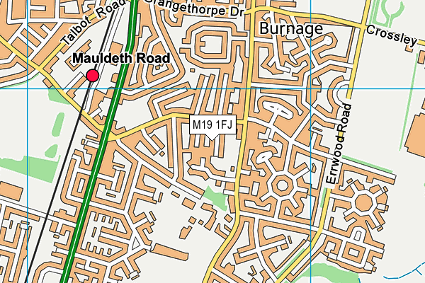 M19 1FJ map - OS VectorMap District (Ordnance Survey)