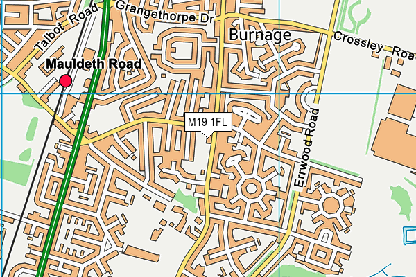 M19 1FL map - OS VectorMap District (Ordnance Survey)