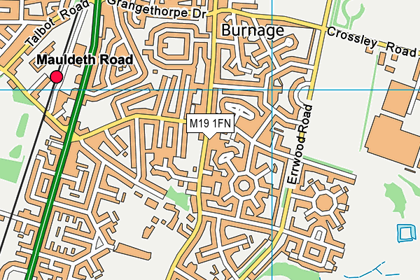 M19 1FN map - OS VectorMap District (Ordnance Survey)