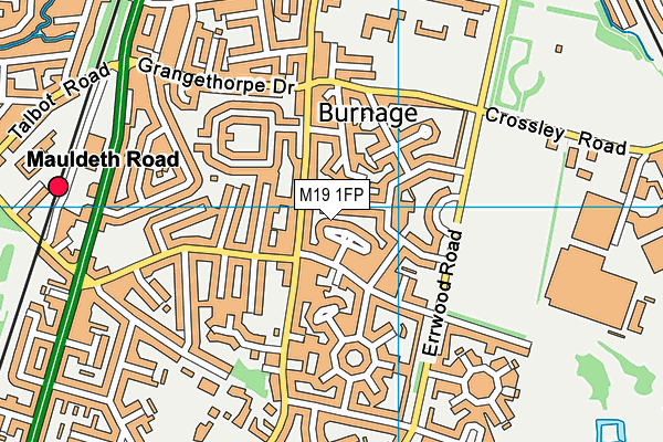 M19 1FP map - OS VectorMap District (Ordnance Survey)