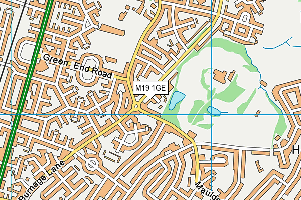 M19 1GE map - OS VectorMap District (Ordnance Survey)