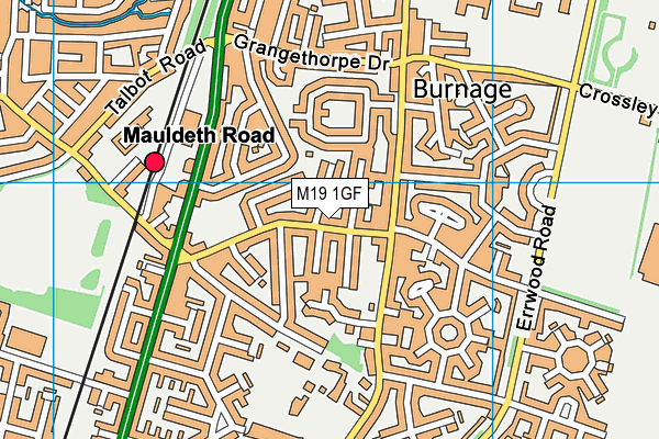 M19 1GF map - OS VectorMap District (Ordnance Survey)