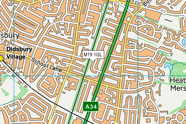 M19 1GL map - OS VectorMap District (Ordnance Survey)