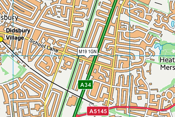 M19 1GN map - OS VectorMap District (Ordnance Survey)