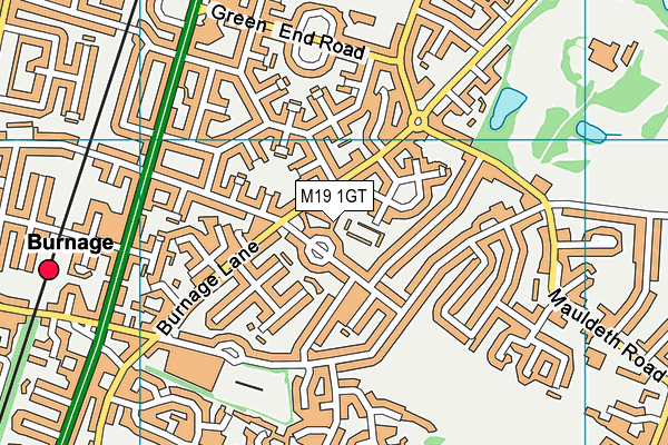 M19 1GT map - OS VectorMap District (Ordnance Survey)