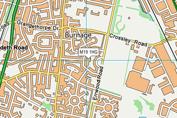 M19 1HG map - OS VectorMap District (Ordnance Survey)