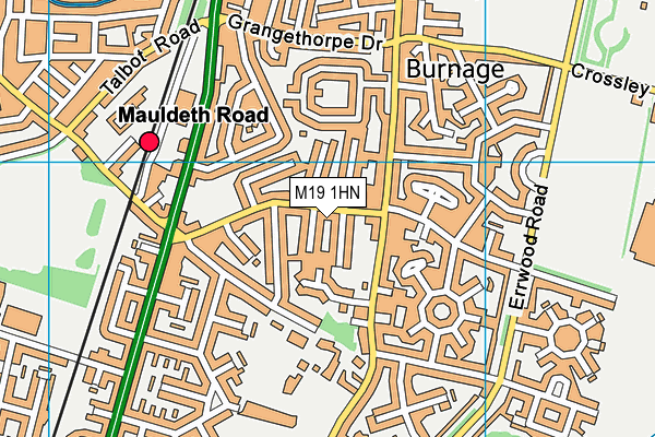 M19 1HN map - OS VectorMap District (Ordnance Survey)