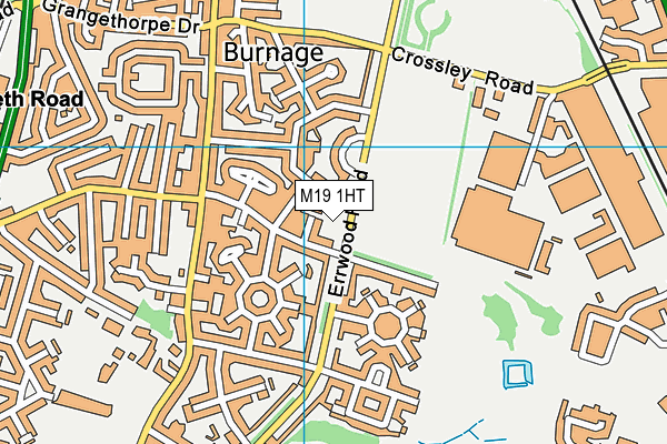 M19 1HT map - OS VectorMap District (Ordnance Survey)