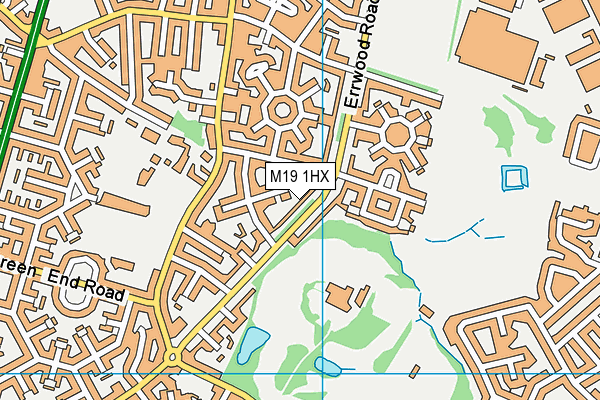 M19 1HX map - OS VectorMap District (Ordnance Survey)