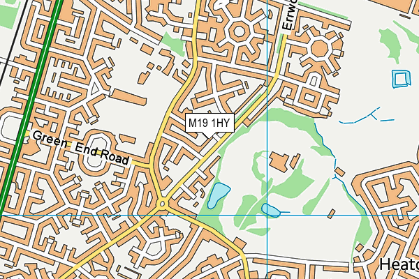 M19 1HY map - OS VectorMap District (Ordnance Survey)