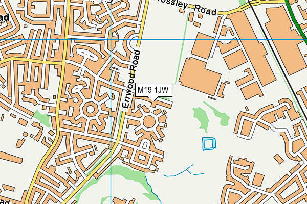 M19 1JW map - OS VectorMap District (Ordnance Survey)