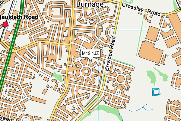 M19 1JZ map - OS VectorMap District (Ordnance Survey)