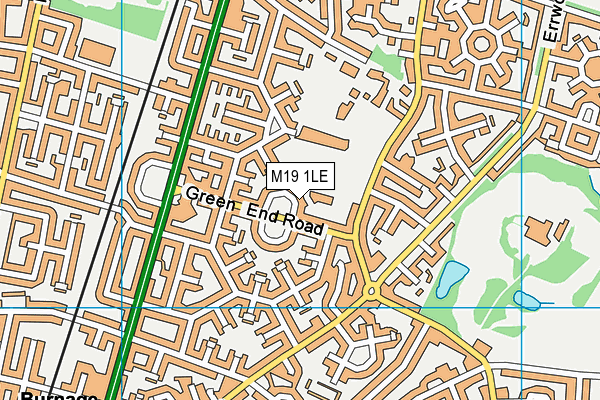 M19 1LE map - OS VectorMap District (Ordnance Survey)