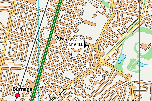 M19 1LL map - OS VectorMap District (Ordnance Survey)