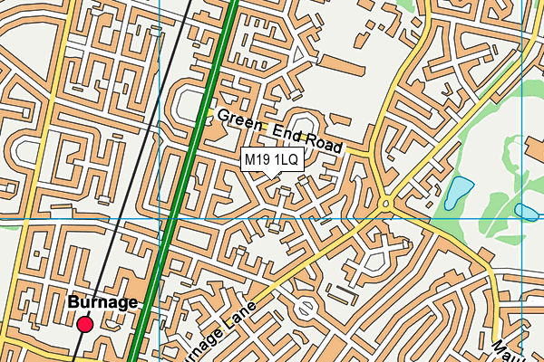 M19 1LQ map - OS VectorMap District (Ordnance Survey)