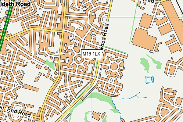 M19 1LX map - OS VectorMap District (Ordnance Survey)