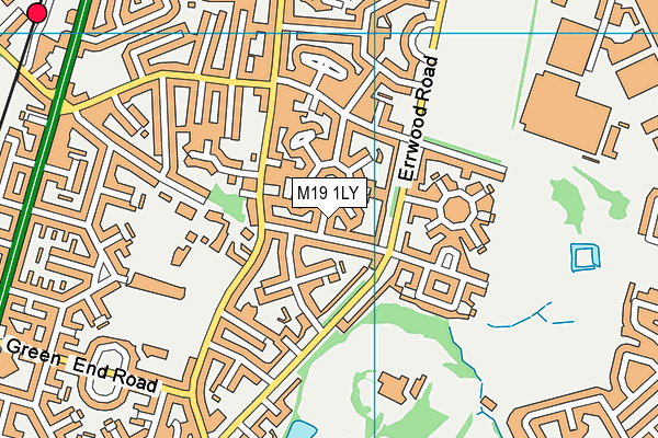 M19 1LY map - OS VectorMap District (Ordnance Survey)