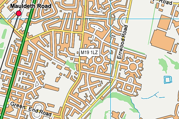 M19 1LZ map - OS VectorMap District (Ordnance Survey)