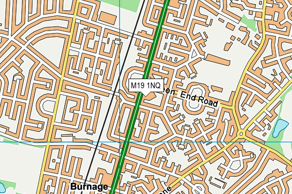 M19 1NQ map - OS VectorMap District (Ordnance Survey)