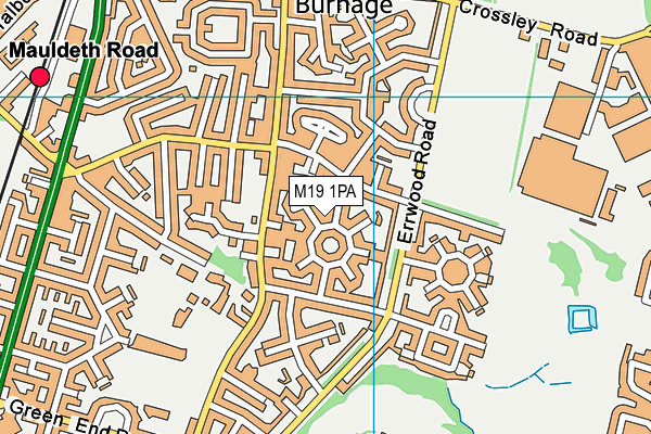 M19 1PA map - OS VectorMap District (Ordnance Survey)