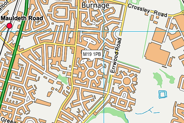 M19 1PB map - OS VectorMap District (Ordnance Survey)