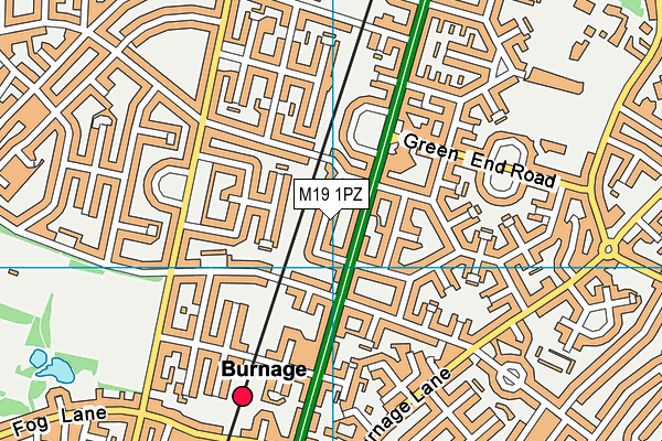 M19 1PZ map - OS VectorMap District (Ordnance Survey)