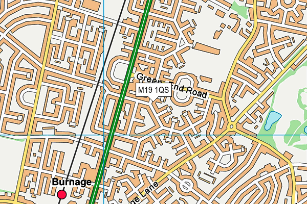 M19 1QS map - OS VectorMap District (Ordnance Survey)