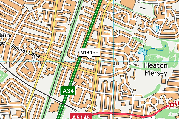 M19 1RE map - OS VectorMap District (Ordnance Survey)