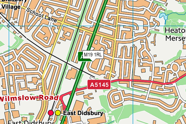 M19 1RL map - OS VectorMap District (Ordnance Survey)