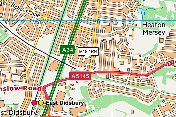 M19 1RN map - OS VectorMap District (Ordnance Survey)