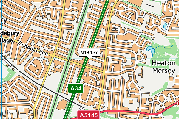 M19 1SY map - OS VectorMap District (Ordnance Survey)