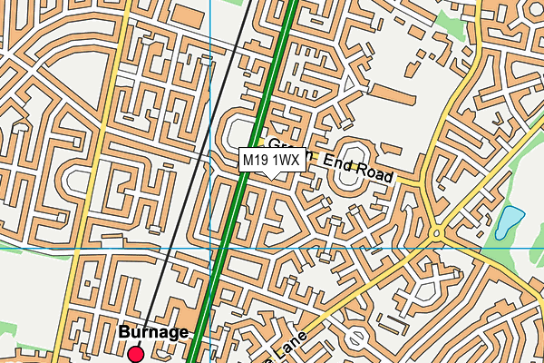 M19 1WX map - OS VectorMap District (Ordnance Survey)