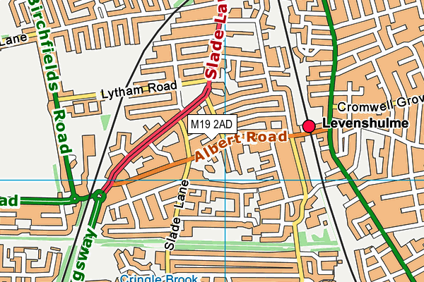 M19 2AD map - OS VectorMap District (Ordnance Survey)