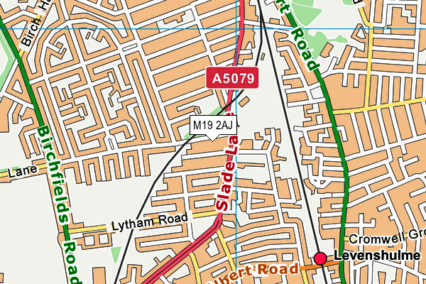 M19 2AJ map - OS VectorMap District (Ordnance Survey)