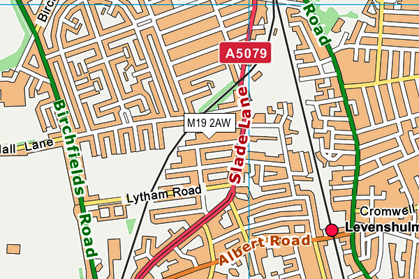 M19 2AW map - OS VectorMap District (Ordnance Survey)